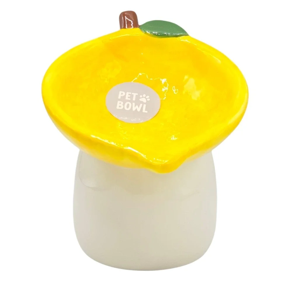 Rockybear Pet Tilted And‎ Elevated Cat Drinking Water Bowl Lemon Pattern 6